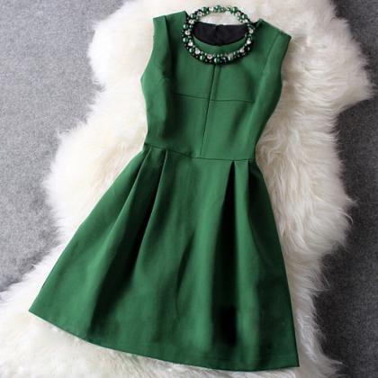 Fashion And High Quality Sleeveless Dress - Green
