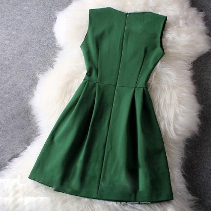 Fashion And High Quality Sleeveless Dress - Green