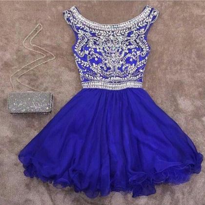 Royal Blue Homecoming Dress,crystal Beaded Homecoming Dress,short Prom