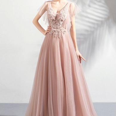 Beautiful Fairy Long Tulle V-neck Prom Dress With..