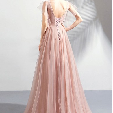 Beautiful Fairy Long Tulle V-neck Prom Dress With..