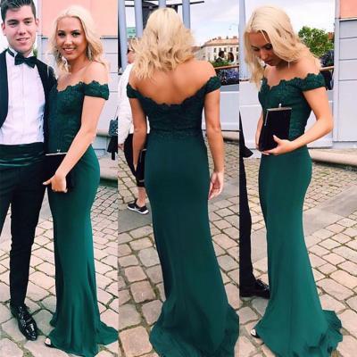 Emerald Green Evening Dress,Sexy Woman Prom Dresses, Lace Prom Dress, Mermaid Prom Dresses,Lace Off The Shoulder Formal Dress, Prom Dresses Long