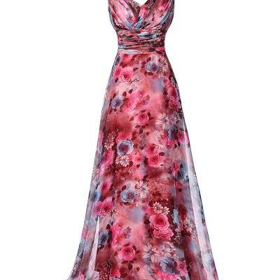Long Prom Dress High Quality The Most Beautiful Formal Party Gown Floral Pattern Sleeveless Special Occasion Dress,P1471