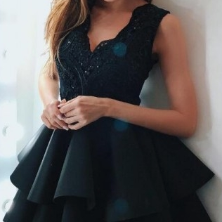 Elegant V-Neck Sleeveless Short Homecoming Dress | 2019 Lace Short Party Dress,H1814