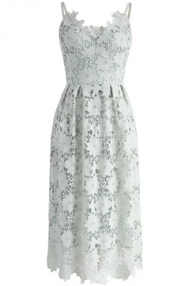 Mint Spaghetti Strap Lace Tea-Length Homecoming Dress, Party Dress ...