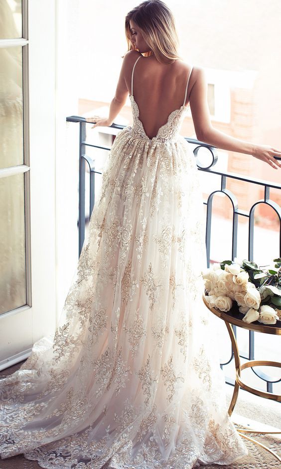 Low Back Wedding Dresses With Lace