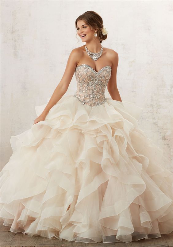 beige quinceanera dresses