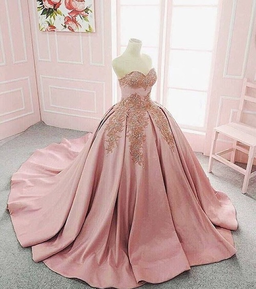 Long Floor Length Ball Gown Wedding Dress,quinceanera Dresses, Evening Dresses, Glamorous Prom Dress, Blush Pink Bridal Dresses, P3596