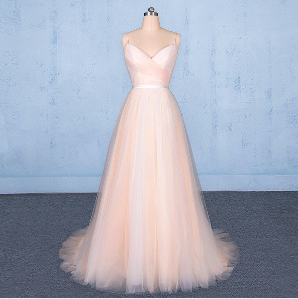 simple blush wedding dress